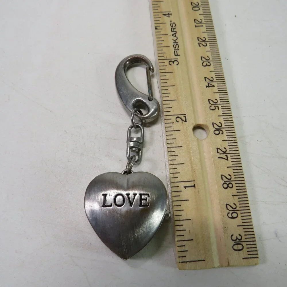 Vintage LOVE Heart Locket Watch Metal Purse Charm Pendant Clip On Dangle